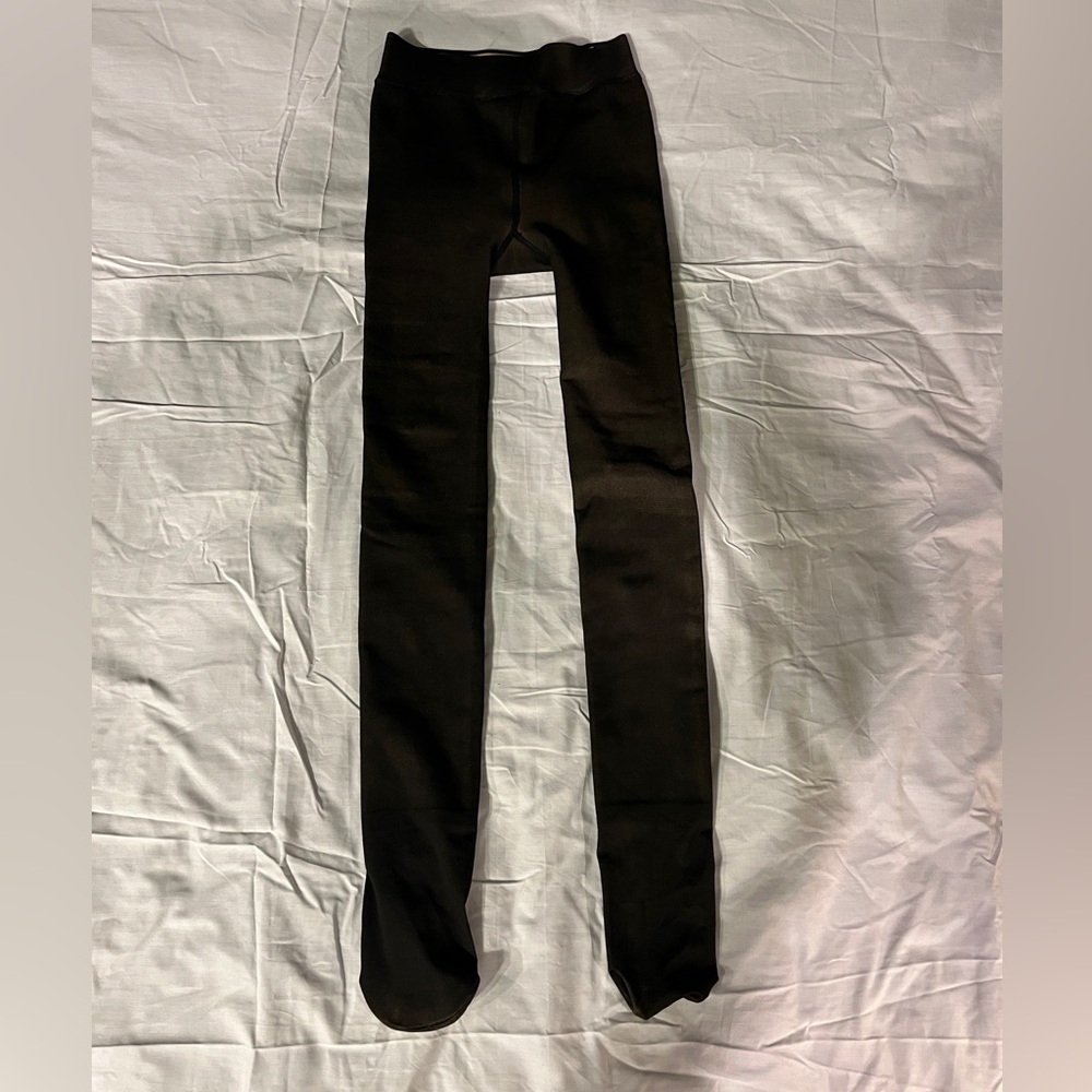 Black Sheer Fleece-Lined Tights, Size XS - Picture 2 of 8